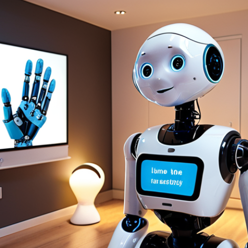 ** A friendly-looking robot with a screen displaying supportive messages, in a brightly lit, modern home setting. Emphasis on accessibility and a non-judgmental atmosphere.

**