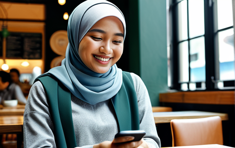 **

"A young Malaysian woman in a hijab and modest modern clothing, smiling warmly while using a therapy chatbot app on her phone in a cozy café in Kuala Lumpur. Soft, natural lighting. Focus on her relaxed expression. Safe for work. Appropriate content. Fully clothed. Family-friendly. Perfect anatomy, correct proportions, natural pose, well-formed hands."

**